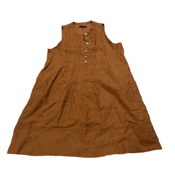 Quince Womens Small 100% European Linen Sleeveless Swing Dress Terracotta - Picture 3 of 10